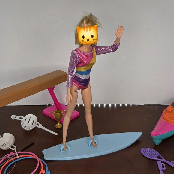 Barbie Sports Accessories Lot Kayak Surfboard Balance Beam Paddle Trophy Mattel - Picture 9 of 15